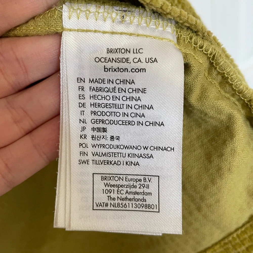 Brixton Olive Green Corduroy Shirt - Picture 9 of 11